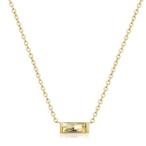 Citrine Baguette Dainty Necklace